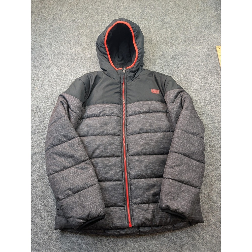 Hawke & Co Jacket Boys Size 14-16 Gray Hooded Puffer Full Zip Winter Coat